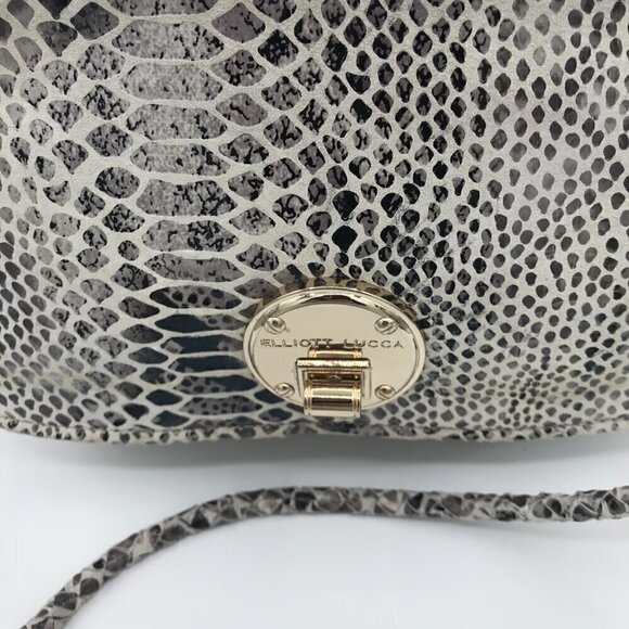 Elliott Lucca Gray Snakeskin Leather Style Pocket Double Handle Shoulder Bag - Picture 11 of 16